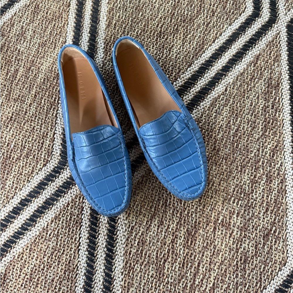 M. Gemi Sky Blue Embossed Loafers